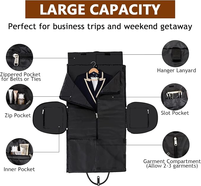 Garment Bag for Travel Convertible Carry On Garment Bag Large Travel Duffel - Image 4