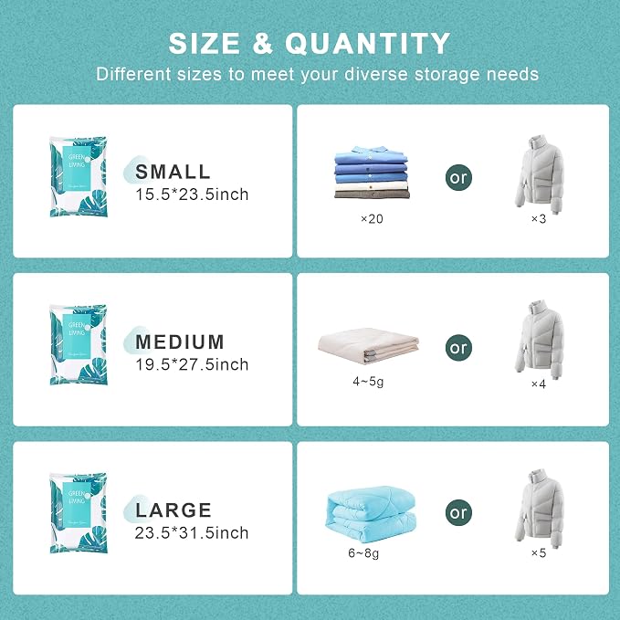 15 Pack Vacuum Storage Bags for Clothing Travel - Image 4
