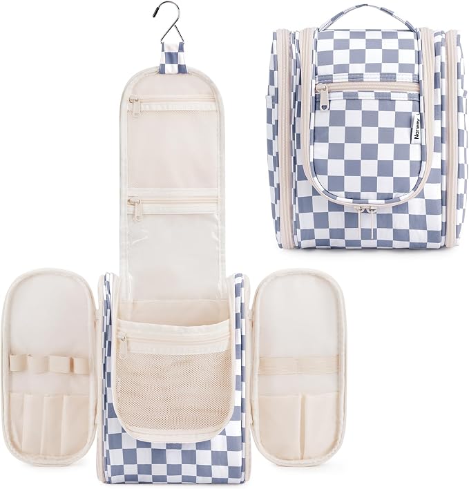 Narwey Small Checkered Hanging Travel Toiletry Bag by Narwey