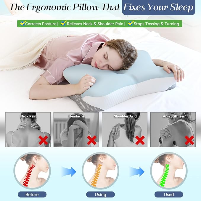 Cervical Pillow for Neck Support, Memory Foam Contour Pillow, Ergonomic - Image 5