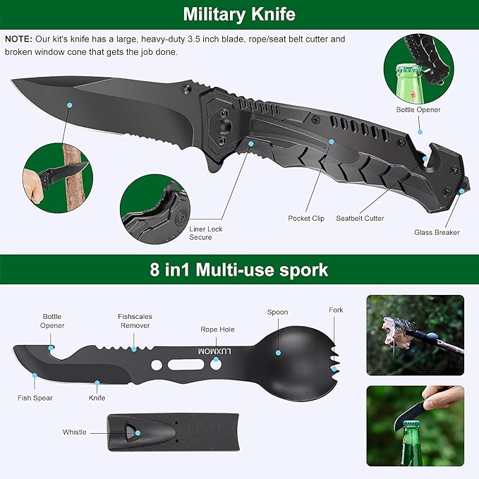 Gifts for Men Dad Husband Teenage Boy, Survival Kit 28 in 1, Survival Gear Tool - Image 3