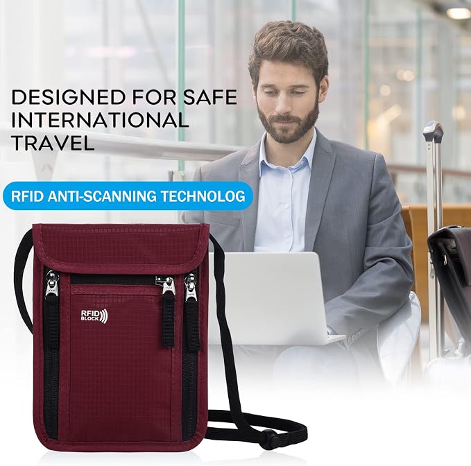 Travel Pouch Neck Wallet Family Passport Holder Organizer Case - Image 6