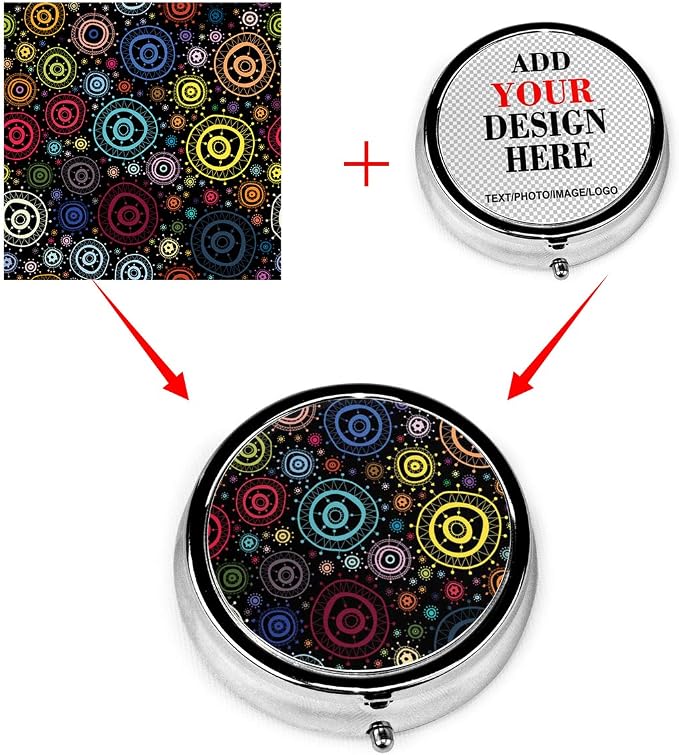 Custom Round Pill Case, Personalized Name/Photo Decor Travel Jewelry Organizer - Image 4