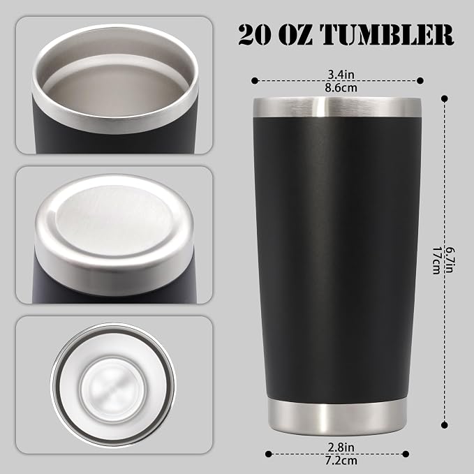20 oz Tumbler with lid Double Wall Vacuum Insulated Tumblers Stainless Steel - Image 5