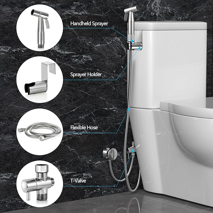 Bidet Sprayer for Toilet with Adjustable Water Pressure, Handheld Bidet Sprayer - Image 6