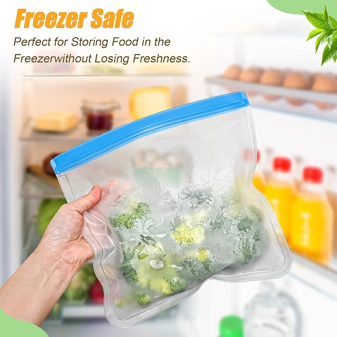 10 Pack Reusable Storage Bags, Dishwasher Safe Reusable Silicone Leak proof - Image 7