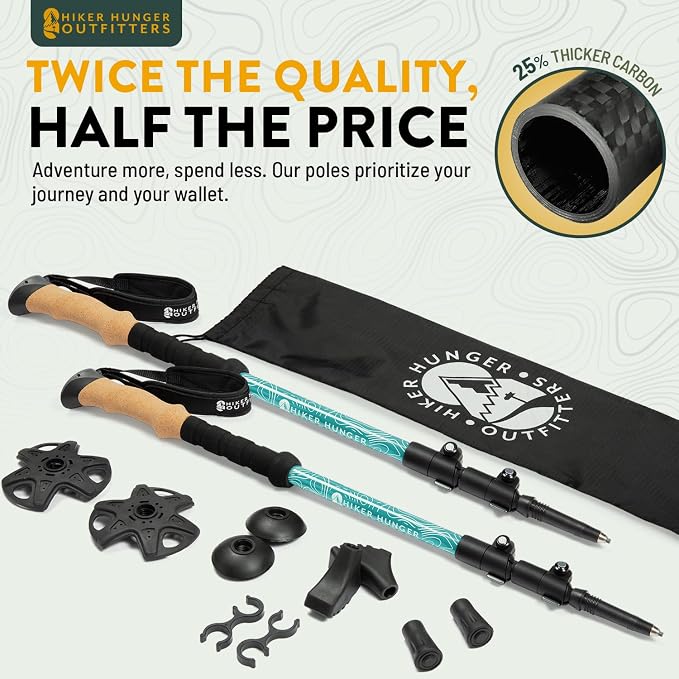 100% Carbon Fiber Trekking Poles by USA Brand - Image 2