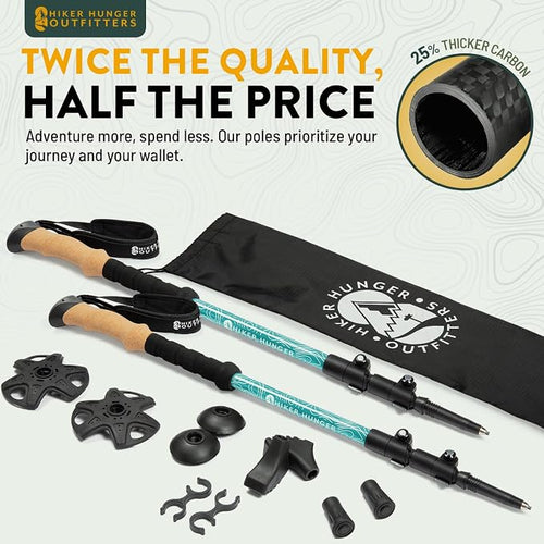 100% Carbon Fiber Trekking Poles by USA Brand - Image 2