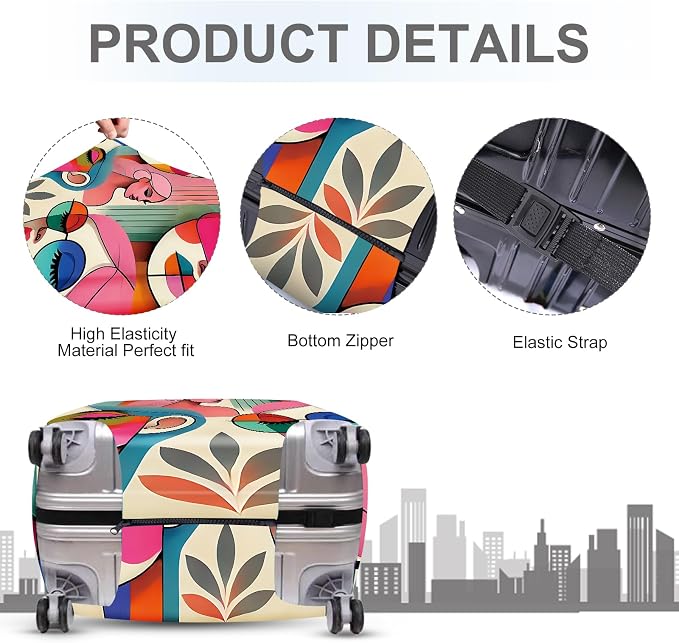 ANNA QUEEN Modern Art Fashion Luggage Cover, Stylish Abstract Woman Suitcase - Image 4