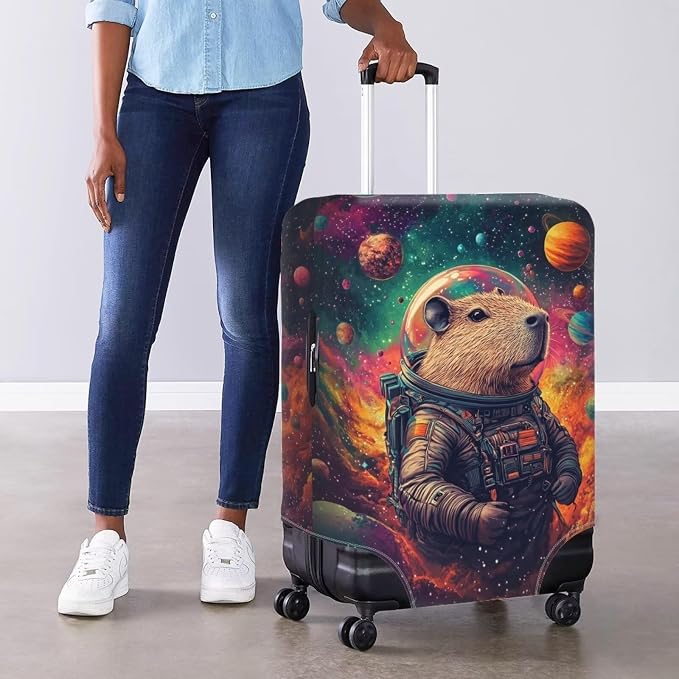 Cute Capybara Suitcase Cover Fit 26-29 Inch Anti-Scratch Washable Spandex - Image 4