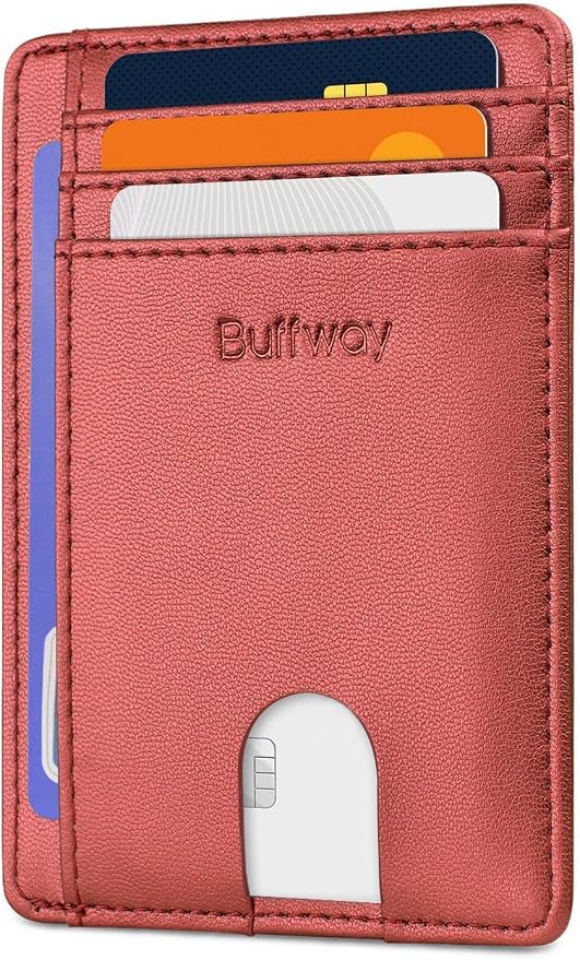 Buffway Slim Minimalist Front Pocket RFID Blocking Leather Wallets by Buffway