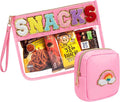 2 Pcs Snack Pouch Chenille Letter Clear Zipper Snack Bag, Nylon Snack Pouch by FFpaw