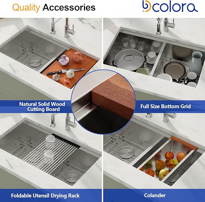 Dcolora 36 Inch Large Double Bowl Low-Divide Kitchen Sink Undermount 16 Gauge - Image 5