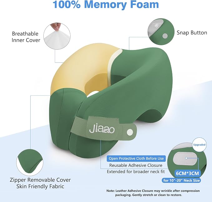 Travel Neck Pillow, Memory Foam Travel Pillow, Includes 3D Eye Masks, and - Image 5