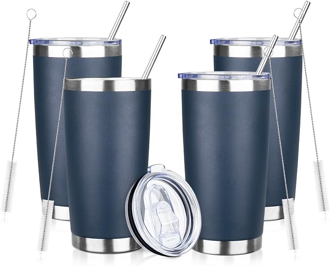 20oz Tumbler with Straw and Brush, Stainless Steel Vacuum Insulated tumbler by Unknown