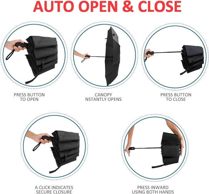 Liberty Imports 3 Pack Windproof Travel Rain Umbrellas - Image 6