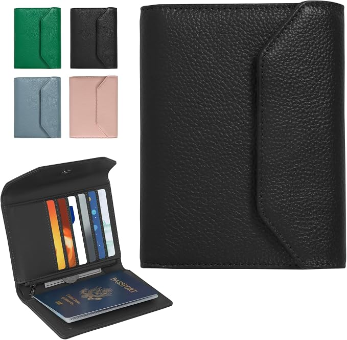 Leather Passport Holder for Travel, Passport Book Holder，Rfid Blocking Travel by WHHMK