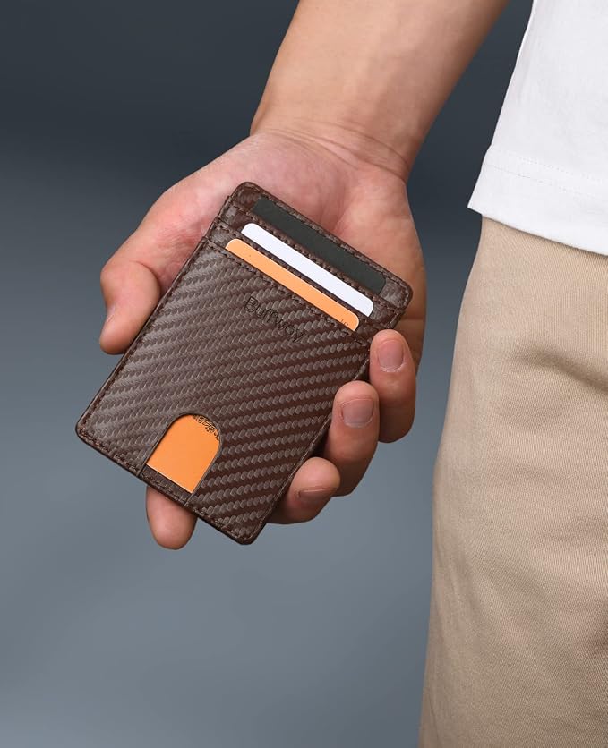 Buffway Mens Slim Wallet, Minimalist Thin Front Pocket Leather Credit Card - Image 7