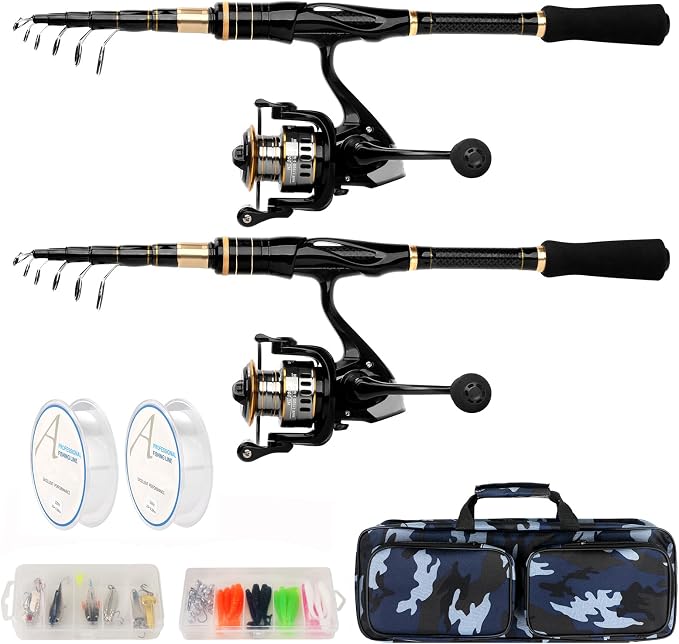 mouhike Carbon Fiber Telescopic Fishing Rod Reel Combo Lightweight Collapsible by mouhike