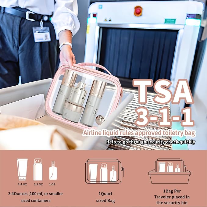 TSA Approved Travel Toiletry Bag, 2 Pack Clear Makeup Bags - Image 2