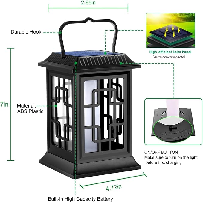 Solar Lanterns Outdoor Waterproof Hanging Lanterns Garden Solar Powered Flame - Image 2