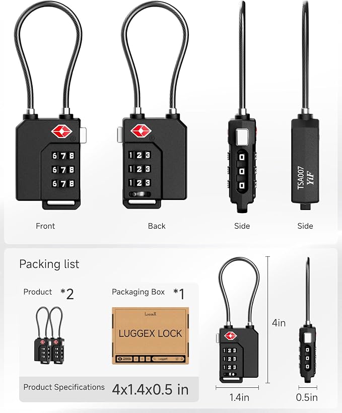 LUGGEX TSA Locks for Luggage, Suitcase Locks TSA Approved, Luggage Locks - Image 9