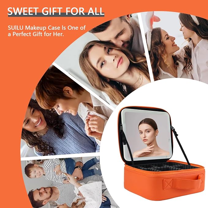 Makeup Bag with Led Mirror, Travel Makeup Organizer with 3 Color Setting - Image 6