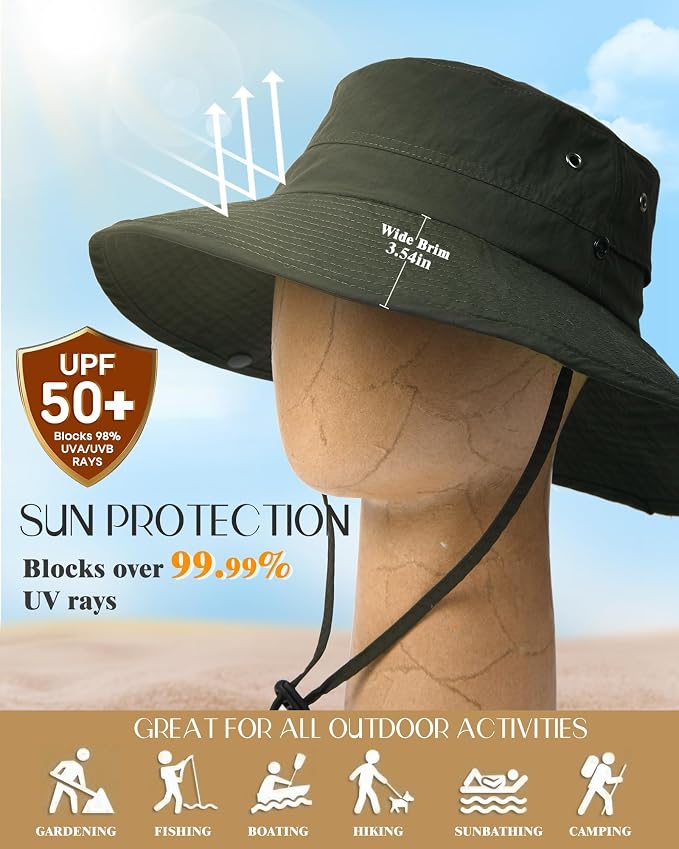 FURTALK Sun Hats for Women Ponytail UPF 50+ Beach Summer Hat Wide Brim Packable - Image 6