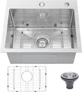 Drop In Kitchen Sink 25x22", 18 Gauge Stainless Steel Sink, 3D Embossed Surface by Beleeb
