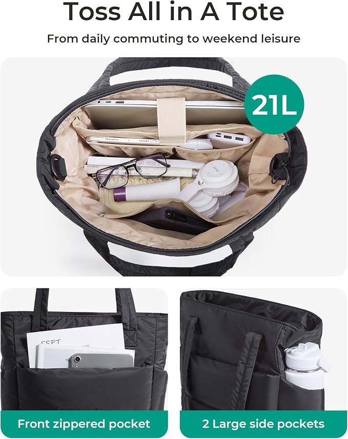 BAGSMART Tote Bag for Women, Lightweight Puffy Tote Bag - Image 4