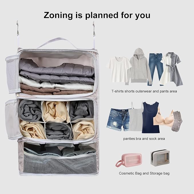 TABITORA Travel Portable Hanging Shelves Closet Organizer Packing Luggage - Image 5