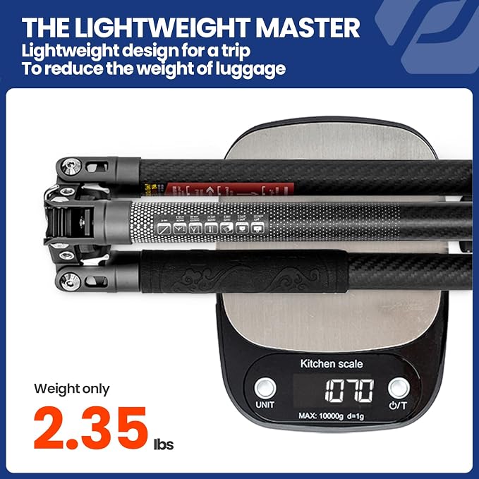 Fotopro Carbon Fiber Tripod 2.3lbs Ultralight 62 Inch Portable Travel Video - Image 2