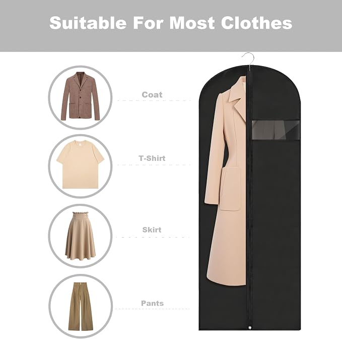 Dress Bags for Gowns Long, Suit Bag Cover for Storage and Travel, 2 Pack - Image 3
