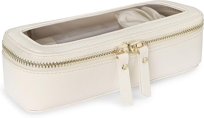 PACKISM Slim Clear Makeup Brush Bag, Pebbled Texture & Hard PU Leather Small by Packism