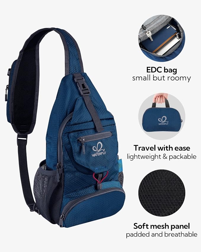 WATERFLY Packable Small Crossbody Sling Backpack Shoulder Chest Bag Daypack - Image 3