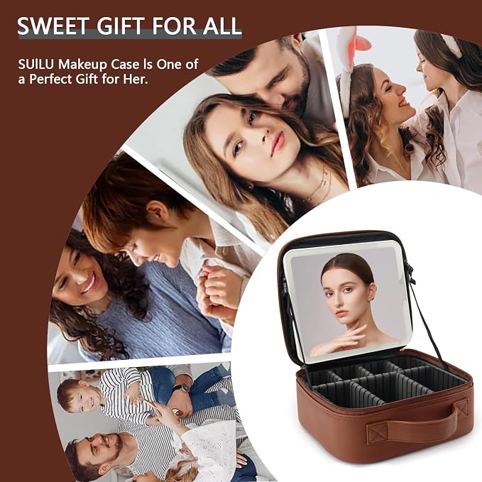 Makeup Bag with Led Mirror, Travel Makeup Organizer with 3 Color Setting - Image 6