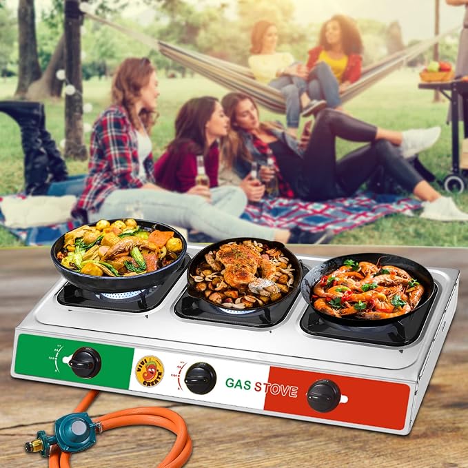 Vivicreate 3 Burner Propane Gas Stove 30000 BTU Stainless Steel Cooktop - Image 6