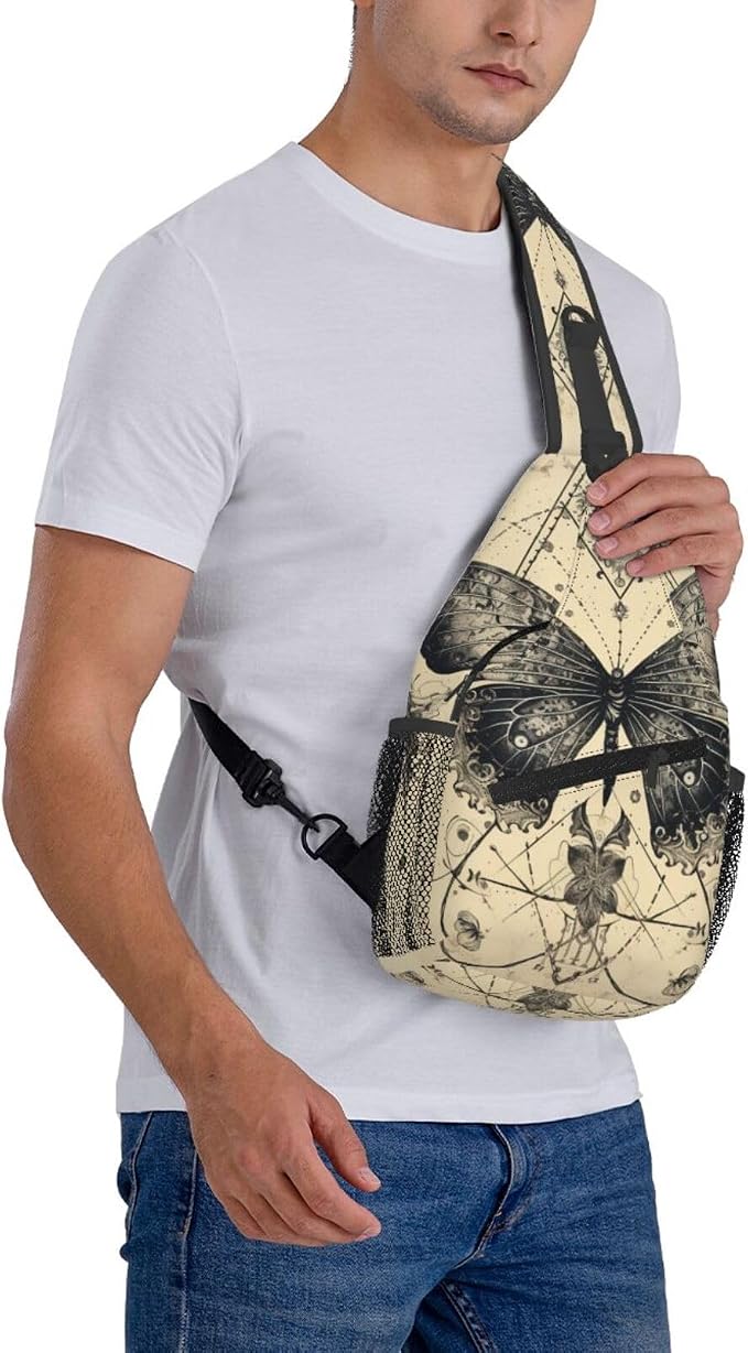 SUPLUCHOM Sling Bag Butterfly Goth Vintage Tarot Hiking Daypack Crossbody - Image 8