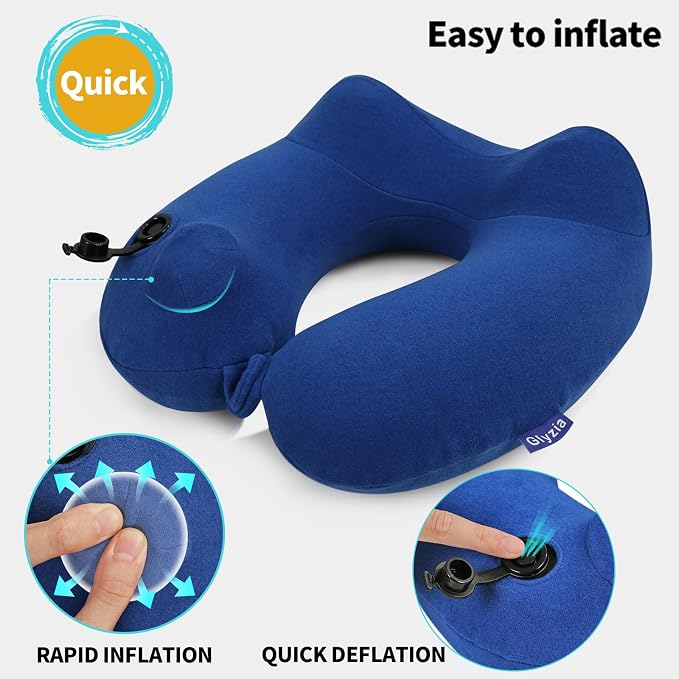 2 Pack Inflatable Travel Neck Pillows - Image 2