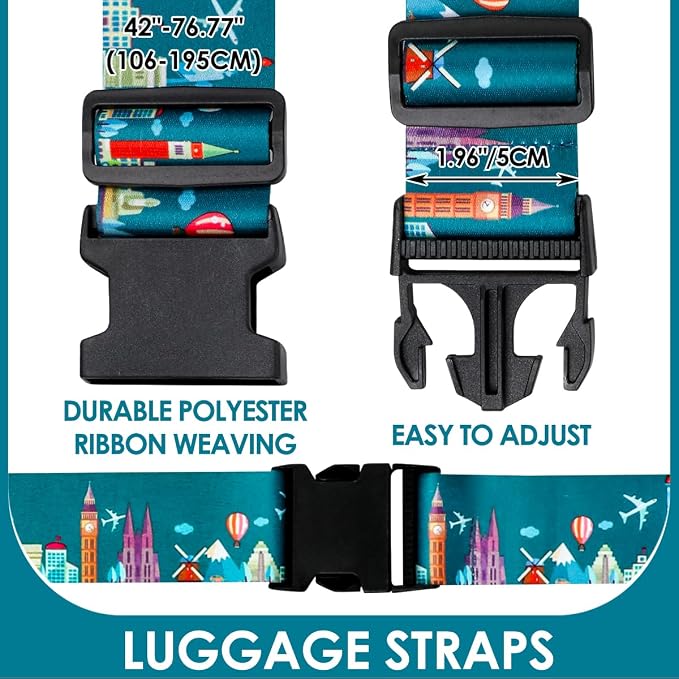 Adjustable Travel Luggage Strap Suitcase Belt Travel Bag Accessories 1.96 in W - Image 5