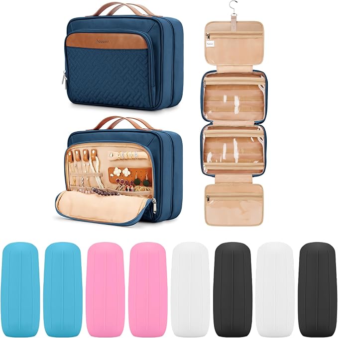 Travel Hanging Toiletry Bag for Women, Large Makeup Bag 8 Leak Proofing by COOSKY