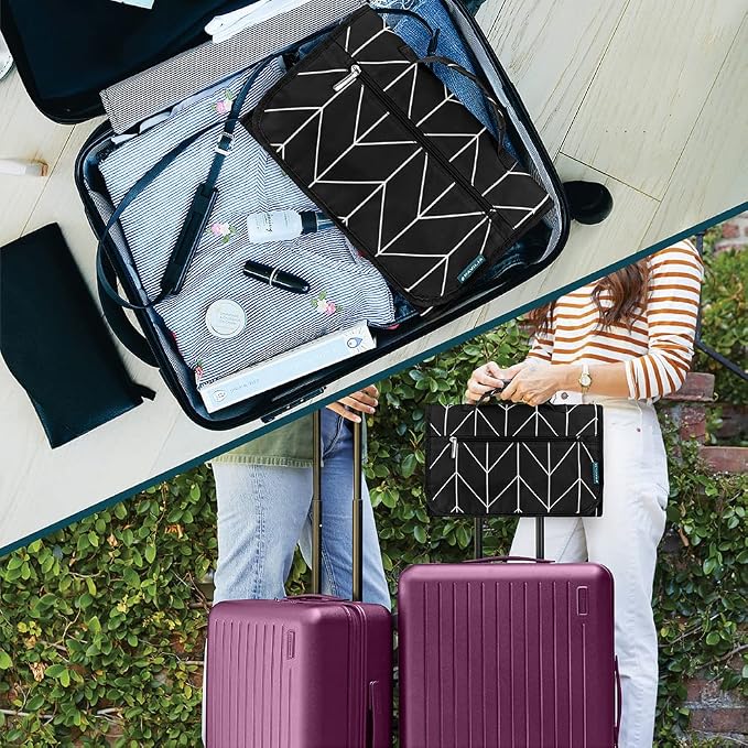 PAVILIA Hanging Toiletry Bag Women Men, Travel Kit Foldable Large Toiletries - Image 6