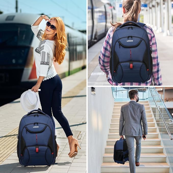 Rolling Backpack for Adults, 17inch Laptop Travel Backpack - Image 6