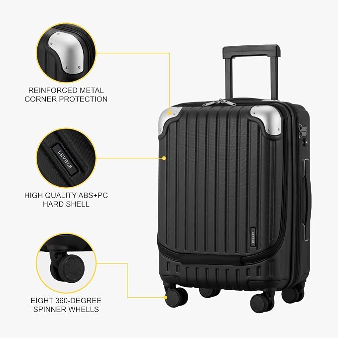 LEVEL8 Grace Carry On Luggage Airline Approved, 20 Inch Expandable Hardside - Image 8