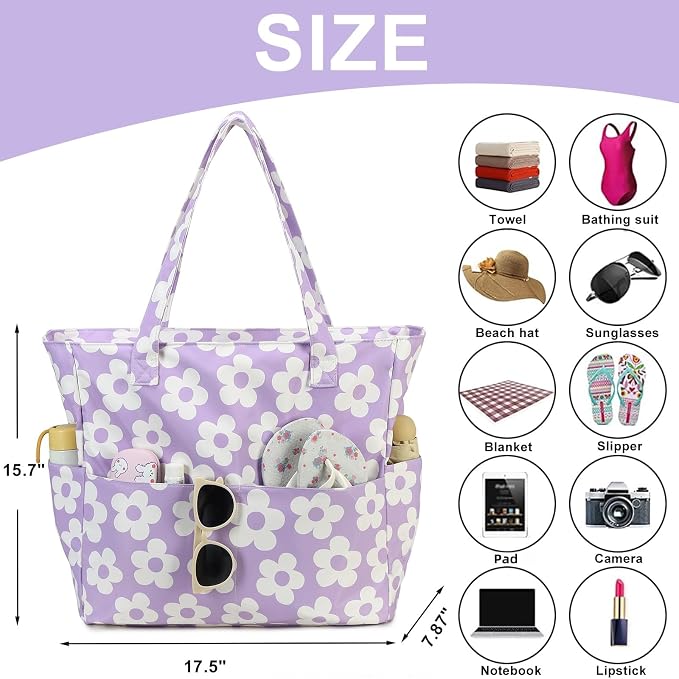 Beach Pool Bags Tote for Women Ladies Large Gym Tote Carry On Bag - Image 7