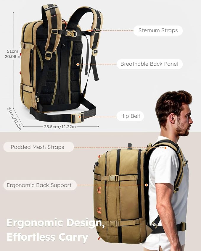 Tolaccea Travel Laptop Backpack, TSA Flight Approved Carry On Travel Duffel - Image 8