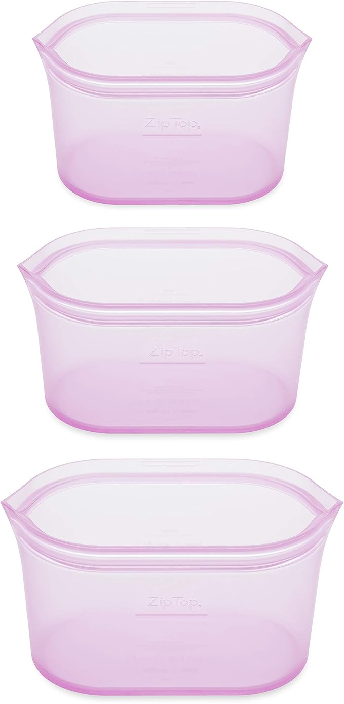 Zip Top Reusable Food Storage Bags | 3 Dish Set | Silicone Meal Prep Container - Image 2