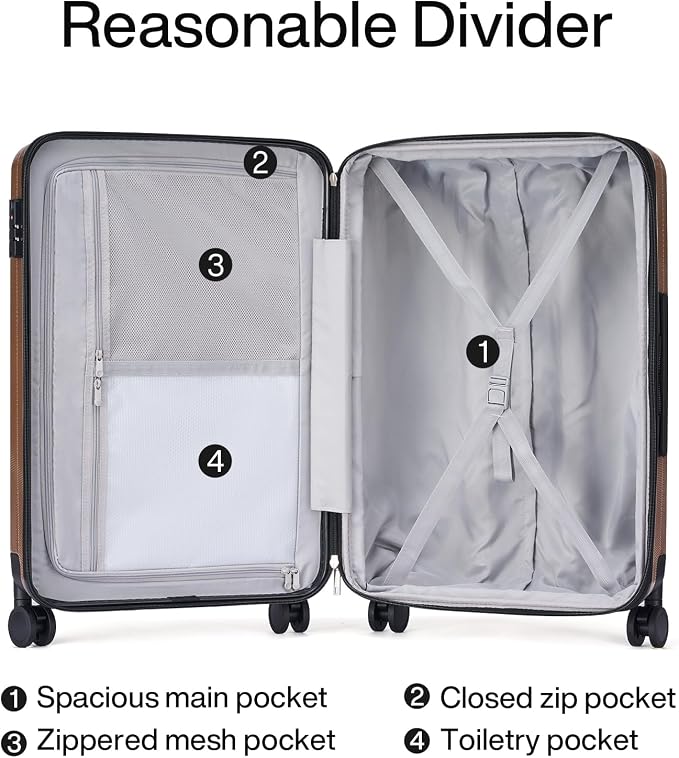 Hanke Expandable Hardshell Luggage Sets 3 piece Carry On Luggage - Image 7