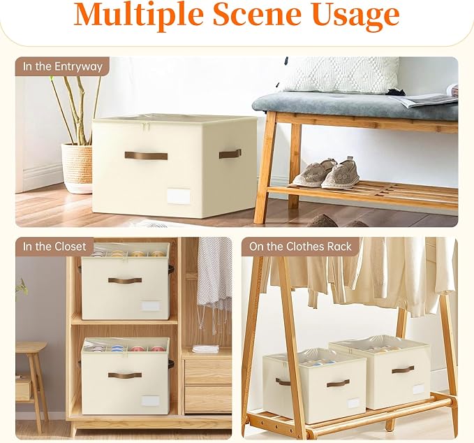 3 Pack Shoe Organizer for Closet, Foldable Shoe Storage Containers, Fits 24-48 - Image 3