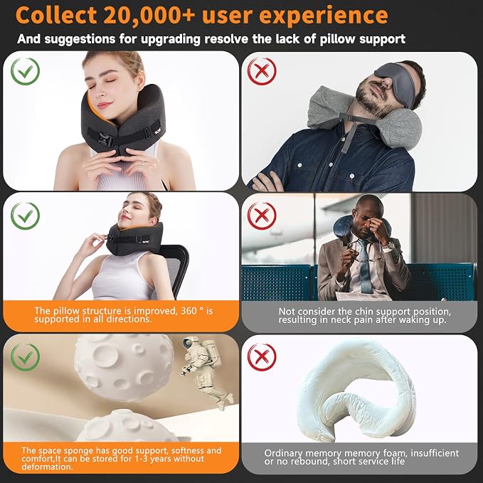 MLVOC Travel Pillow Memory Foam Neck Pillow, Adjustable Comfort Breathable Cover - Image 5